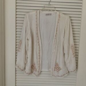 Golden Brown The Label Silk Velvet Embroidered Jacket S/M Ivory